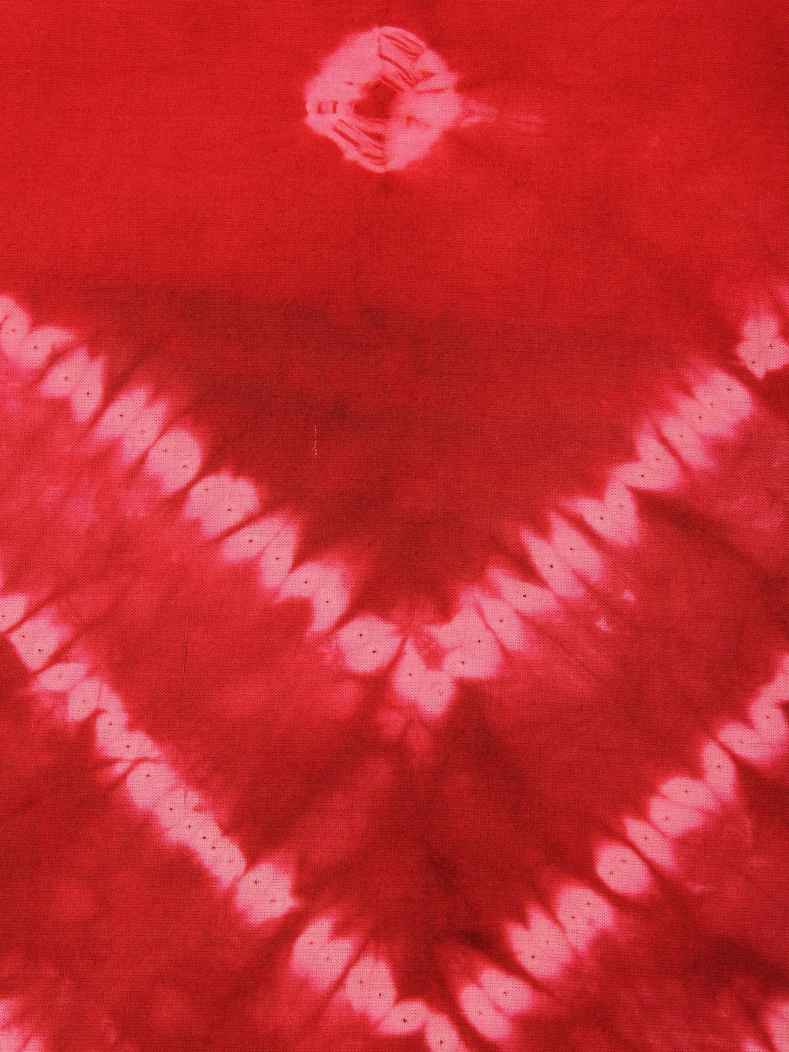 Red White Hand Shibori Dyed Cotton Fabric Per Meter - F0916289