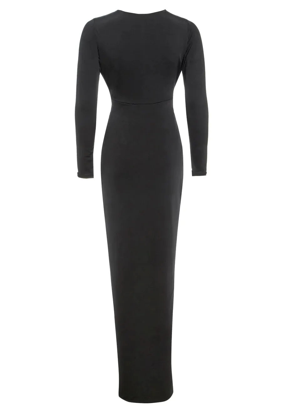 Sarvin Bianca Low Cut Dress Plunging Neckline Black