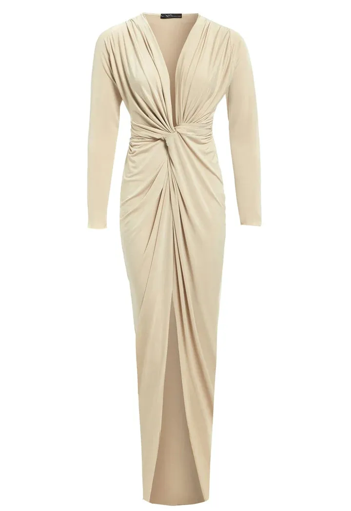 Sarvin Bianca Low Cut Dress Plunging Neckline Stone