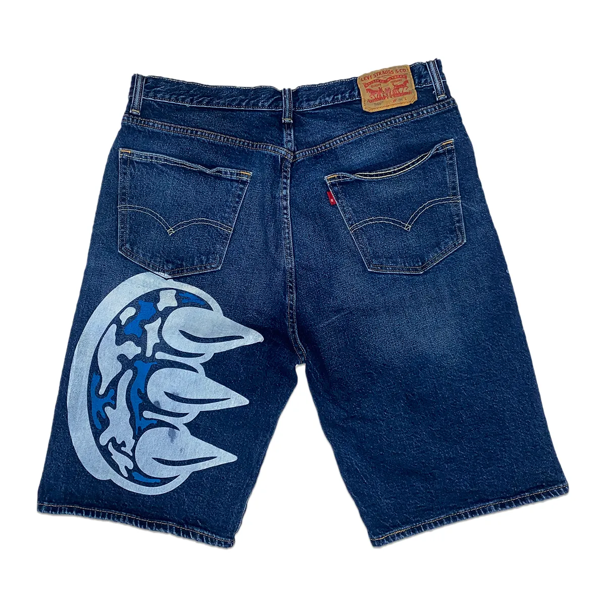 SCREEN PRINTED CLAW PMS DENIM SHORTS