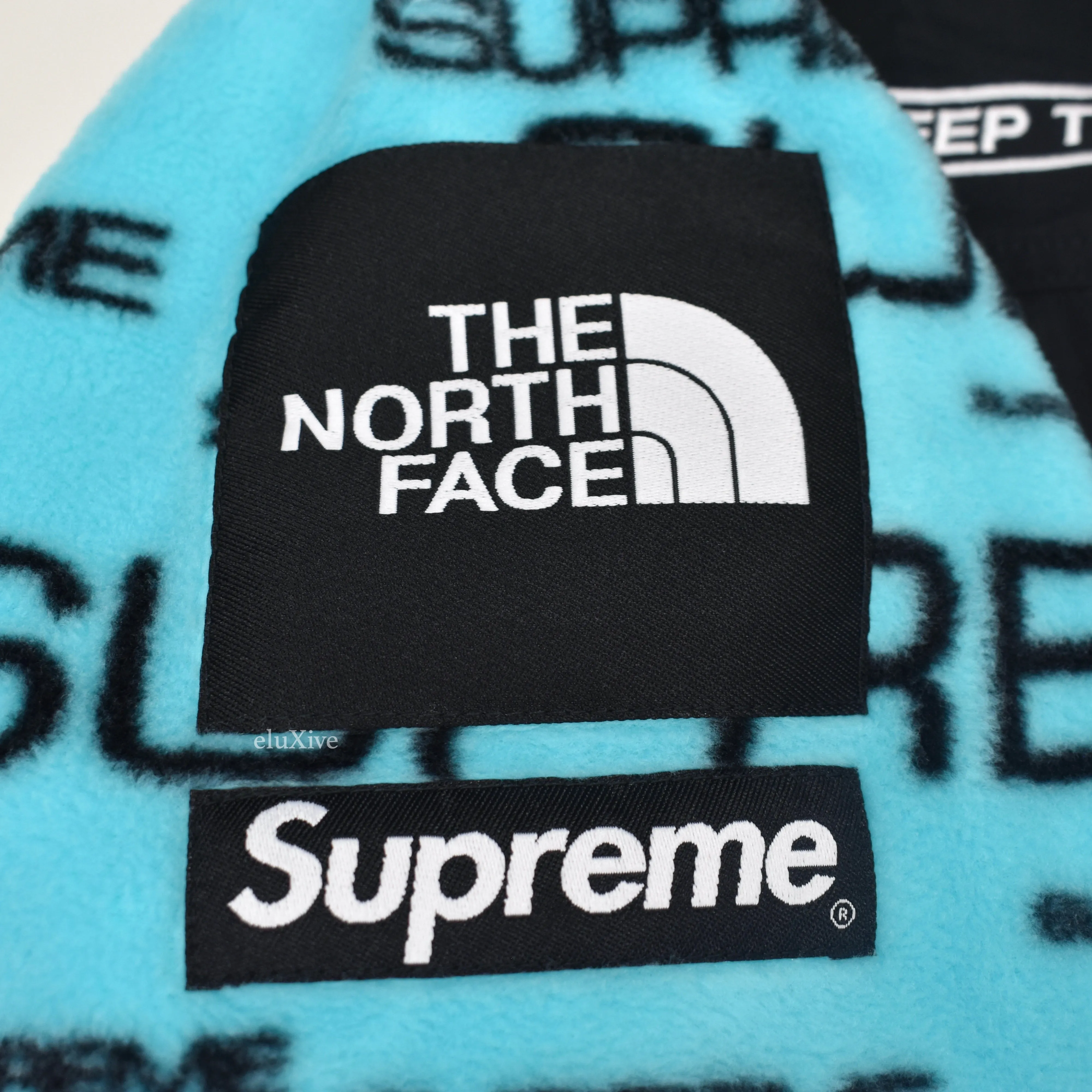 Supreme x The North Face - Teal Steep Tech Allover Logo Fleece Jacket