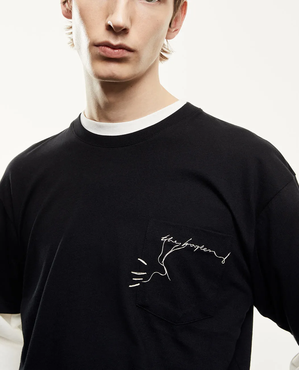 T-shirt blanc coton à poche poitrine