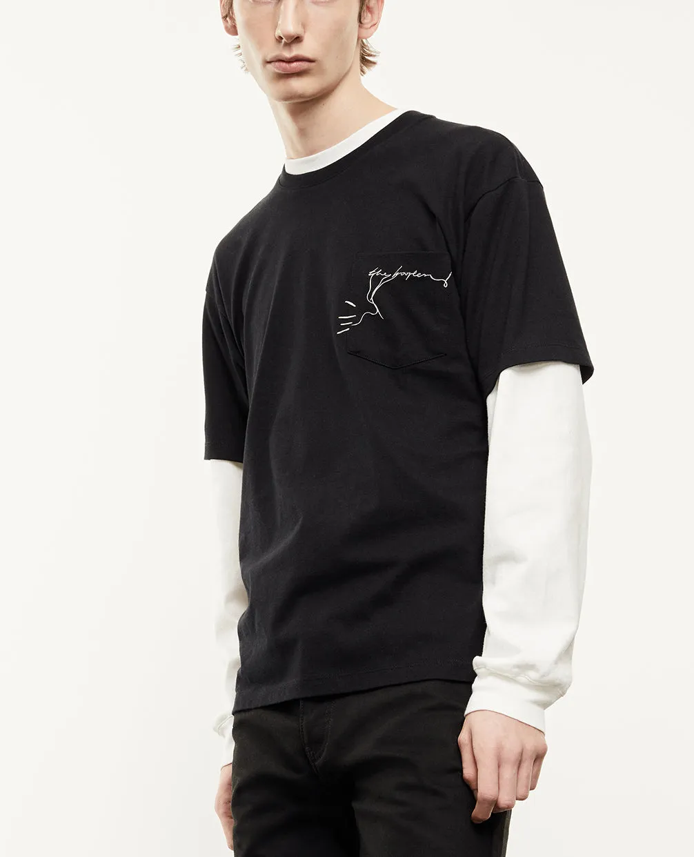 T-shirt blanc coton à poche poitrine