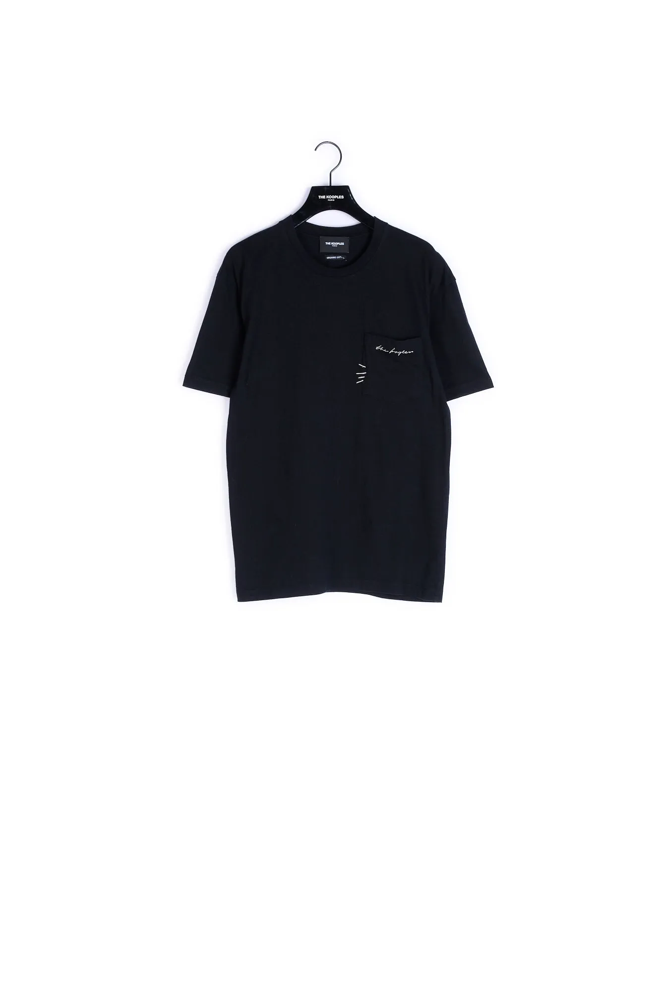 T-shirt blanc coton à poche poitrine