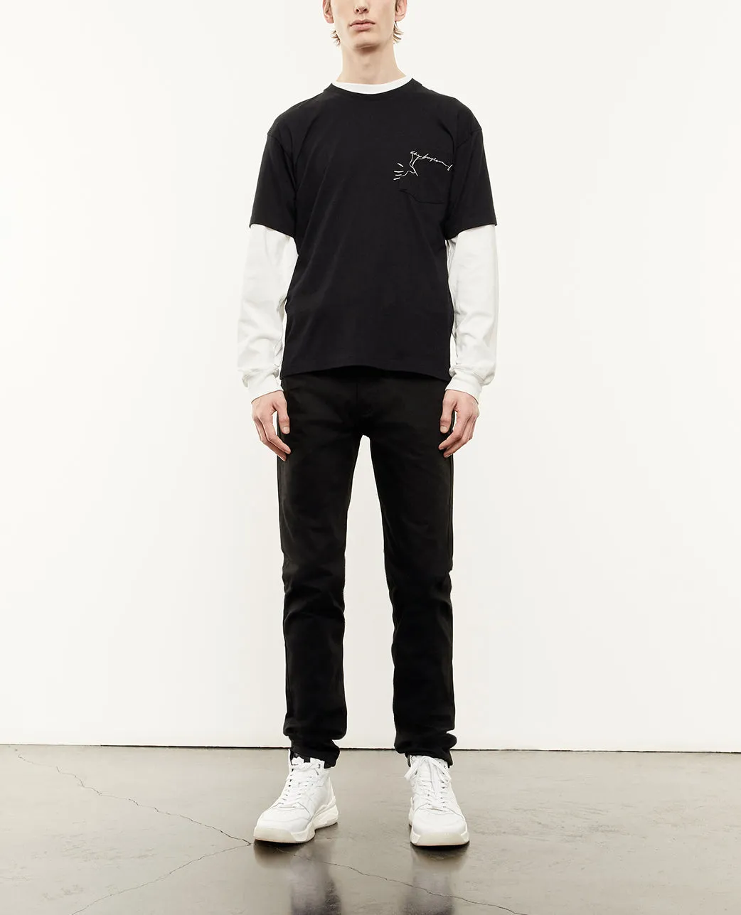 T-shirt blanc coton à poche poitrine