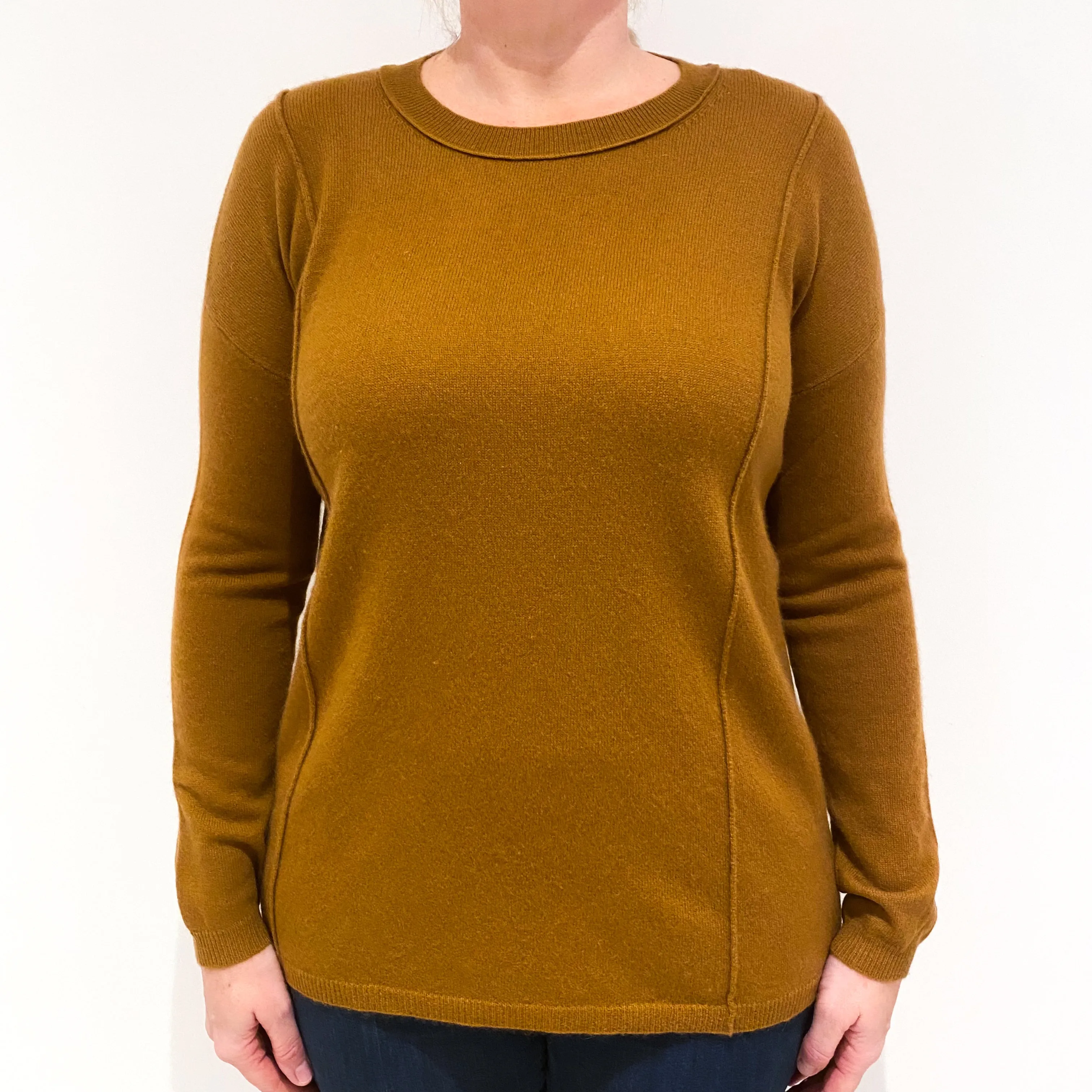 Toffee Brown Crew Neck Cashmere Crew Neck Jumper Large
