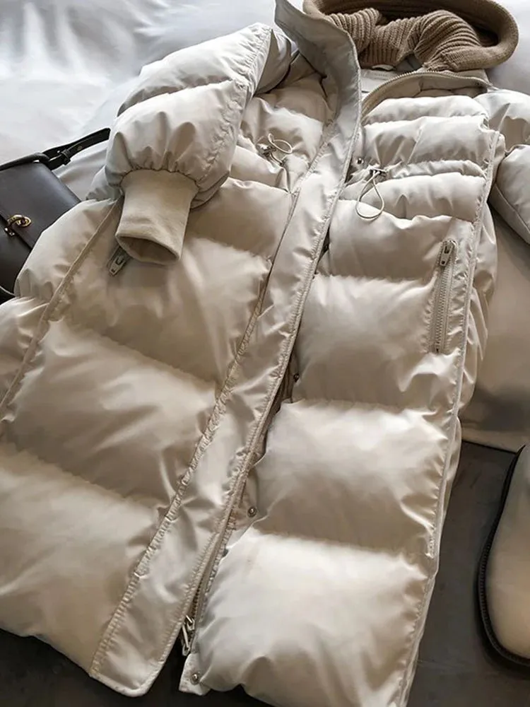 Toleet-Winter Outfits Christmas Black Friday Cotton Padded Woolen Removable Hooded Down Jacket For Women's Winter Long Loose Thickened Warm Woolen Hooded Snow Parka Coat