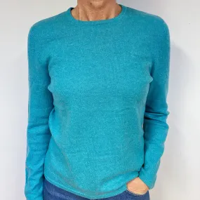 Turquoise Green Cashmere Crew Neck Jumper Medium