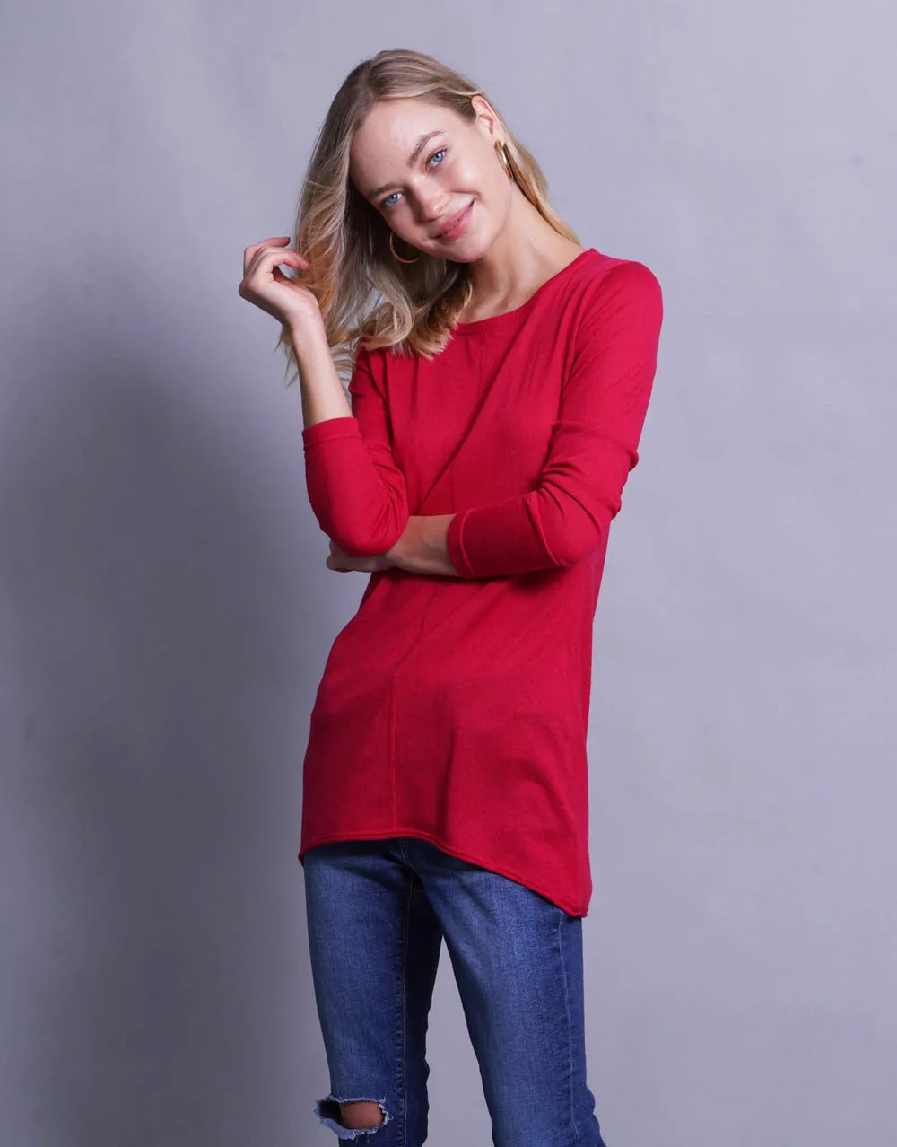 Ultrafine Long Sweater in Begonia