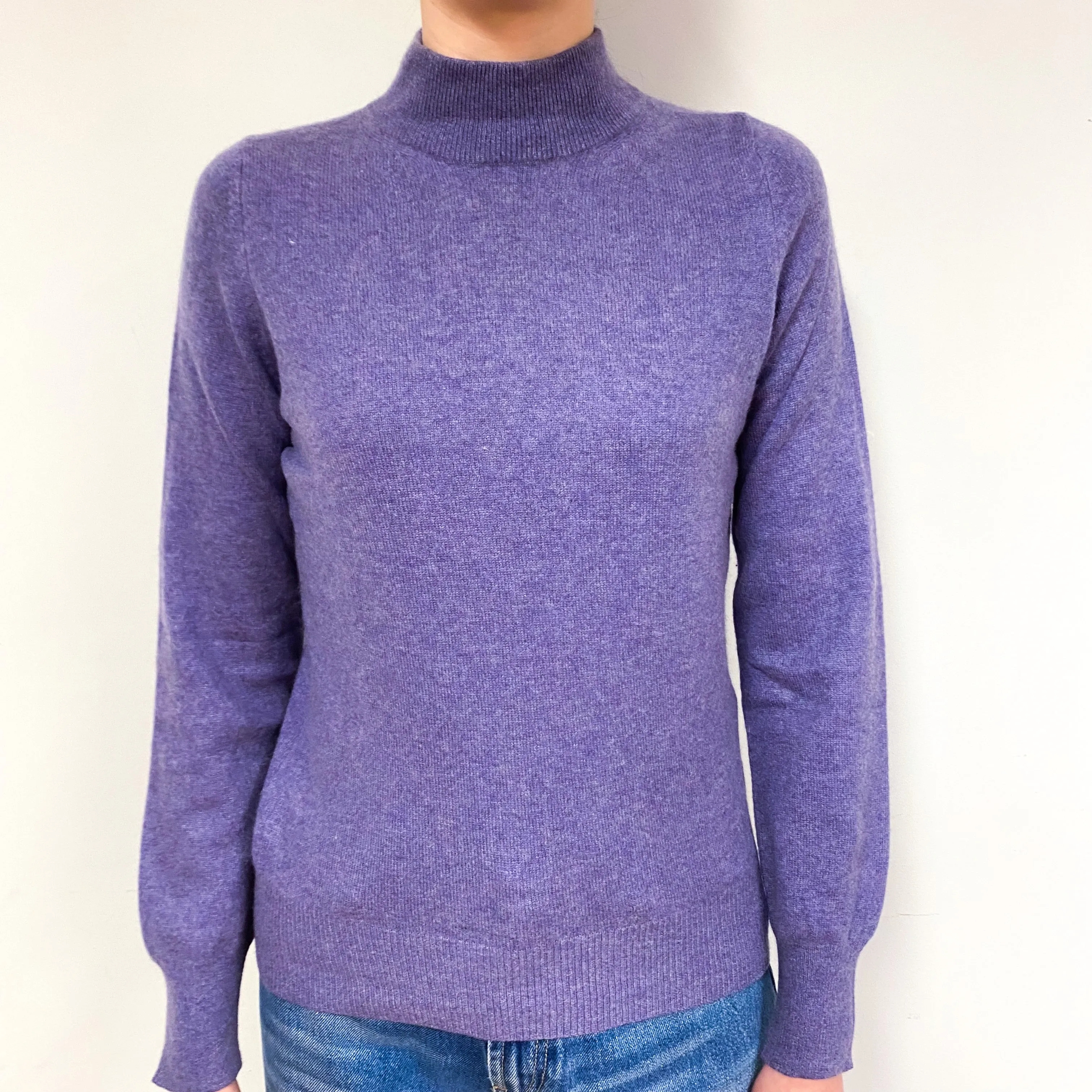 Wisteria Purple Cashmere Turtle Neck Jumper Extra Small