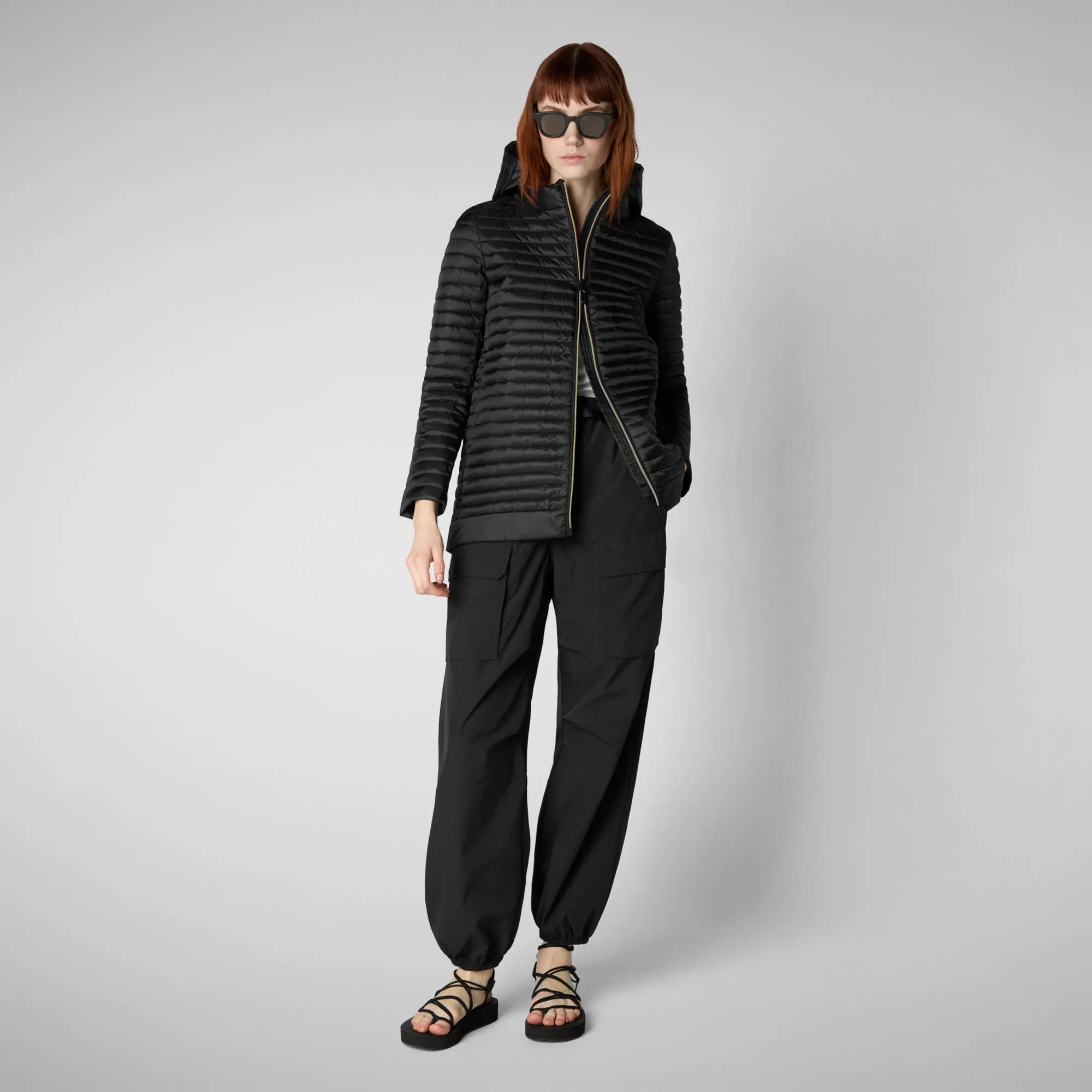 Women's hooded puffer coat alima in black