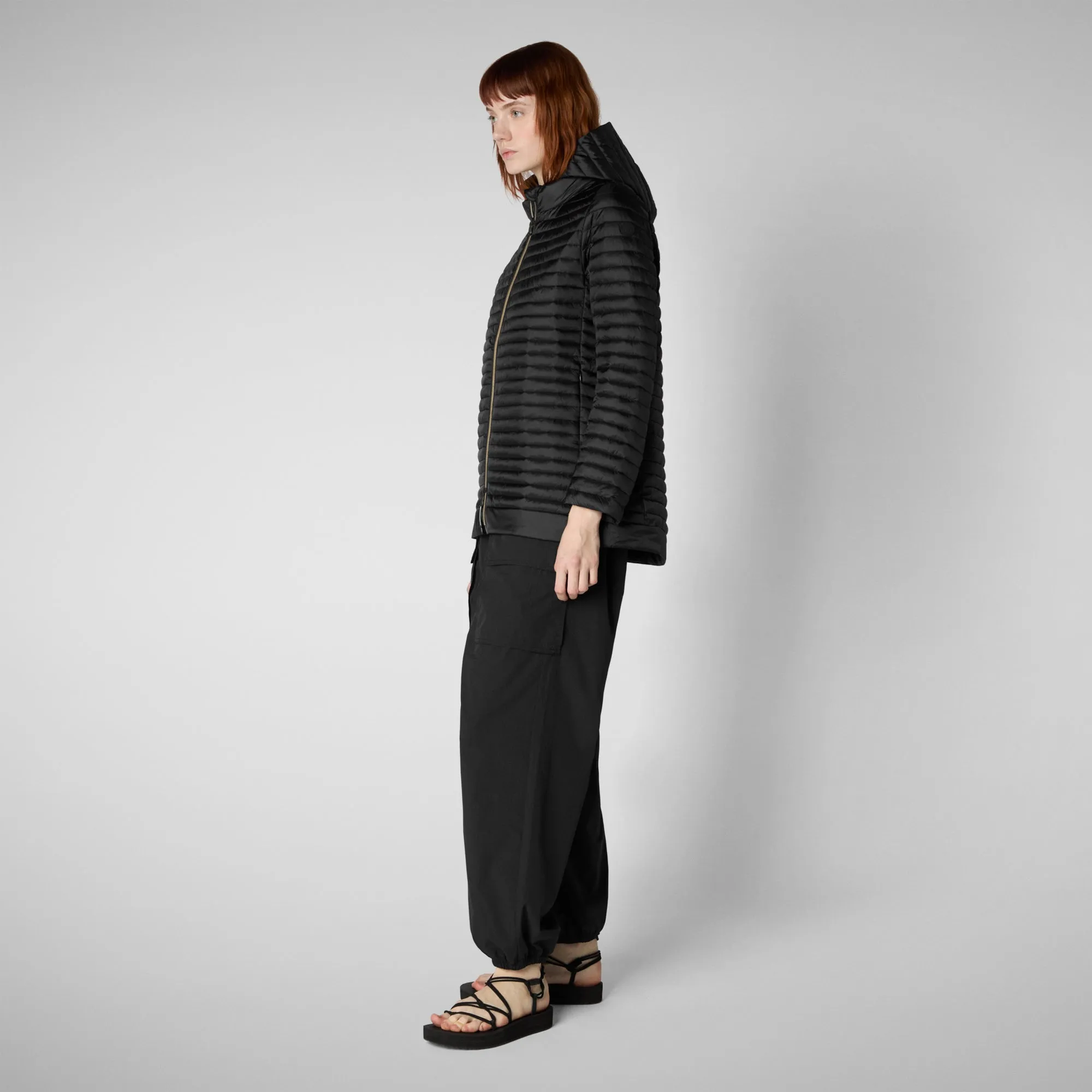 Women's hooded puffer coat alima in black