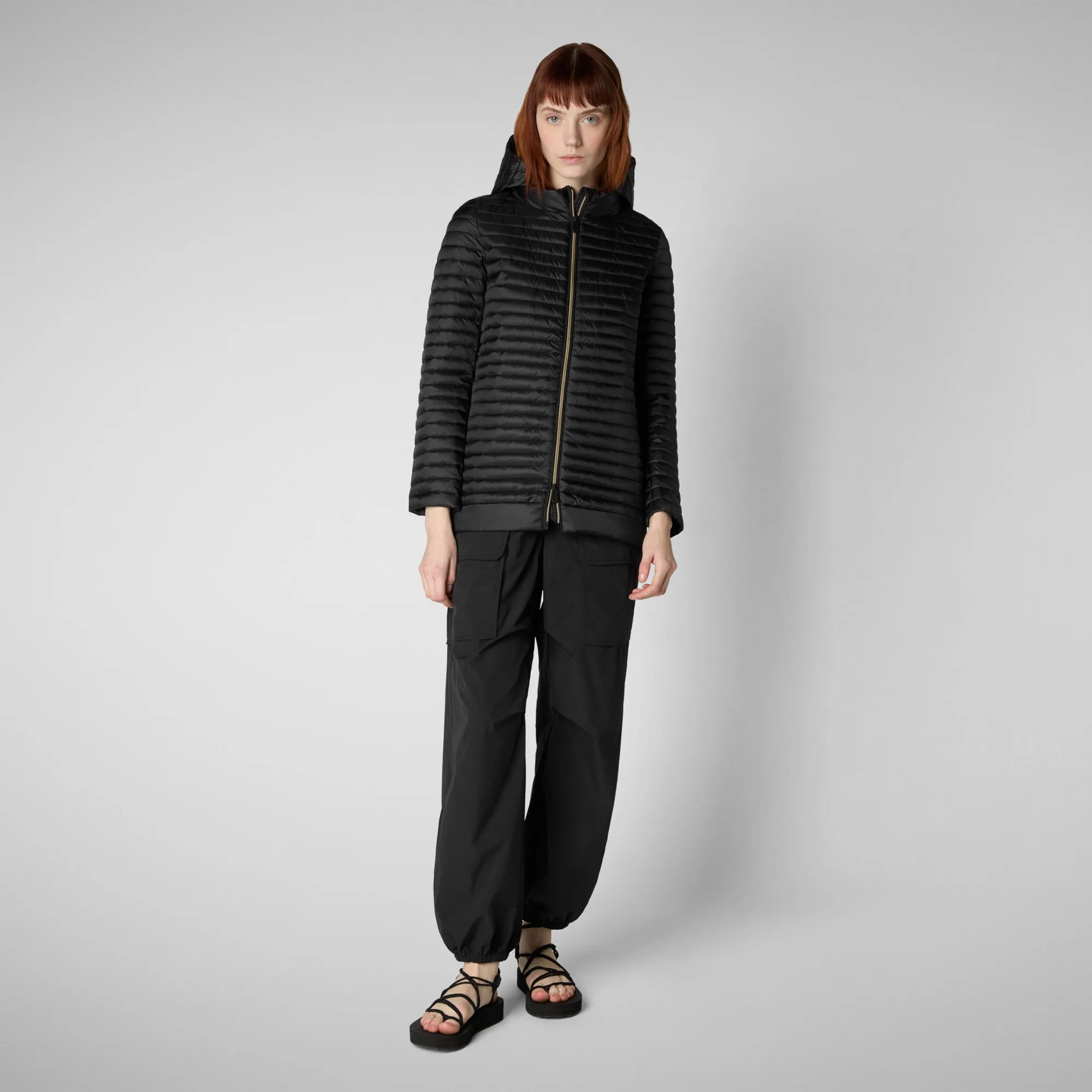 Women's hooded puffer coat alima in black